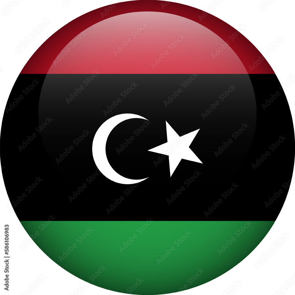 Libya flag button. Round flag of Libya. Vector flag, symbol. Colors and proportion correctly. Libya flag button. Round flag of Libya. Vector flag, symbol. Colors and proportion correctly.