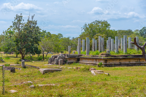 Ruins of royal palace at the ancient Anuradhapura in Sri Lanka photo