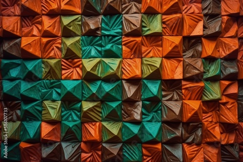colorful wall made out of folded origami paper created with Generative AI technology