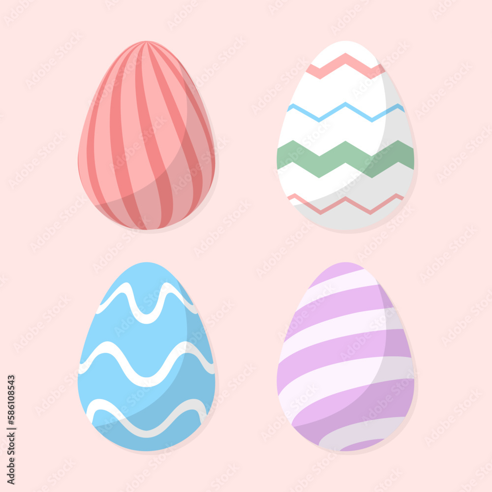 Set of cute flat style easter egg collection Set of cute flat style easter egg collection