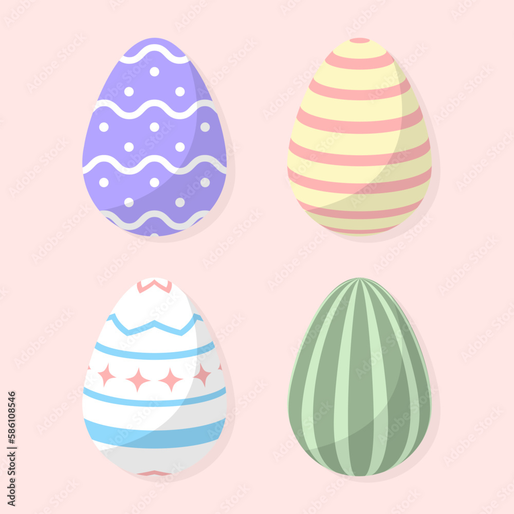 Set of cute flat style easter egg collection Set of cute flat style easter egg collection