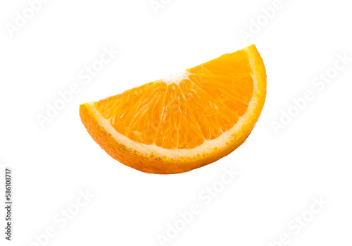 Sweet slice of orange citrus fruit isolated on transparent background Full depth of field.