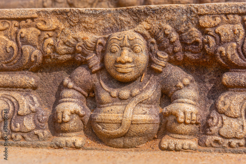 Ancient carving at Anuradhapura cultural sight in Sri lanka photo