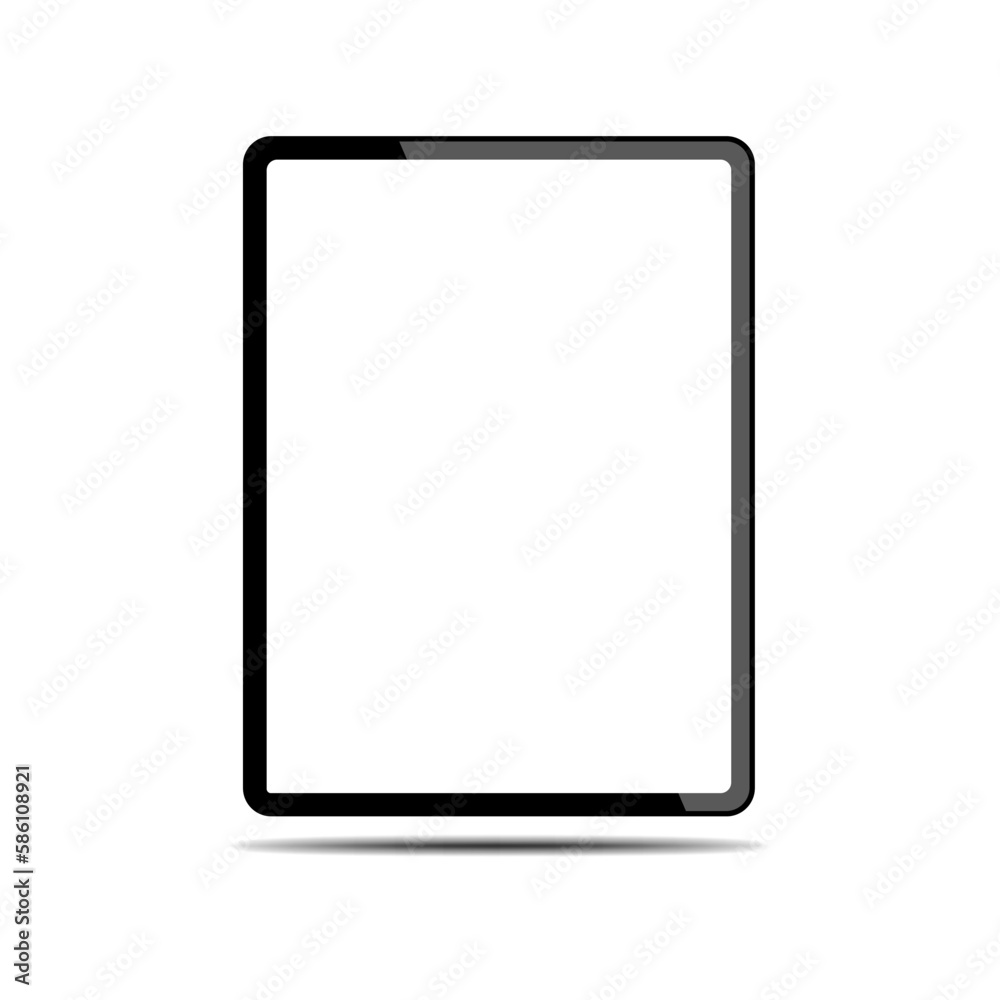 Realistic tablet PC computer with transparent screen. Vector mockup.