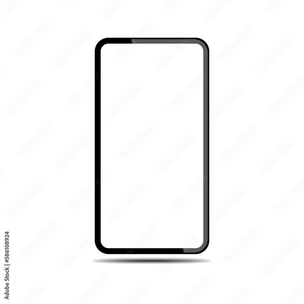 Realistic trendy no frame smartphone with blank white screen. Vector mockup.