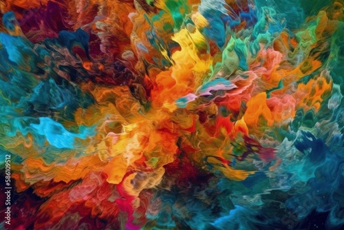 vibrant abstract painting on a black background created with Generative AI technology