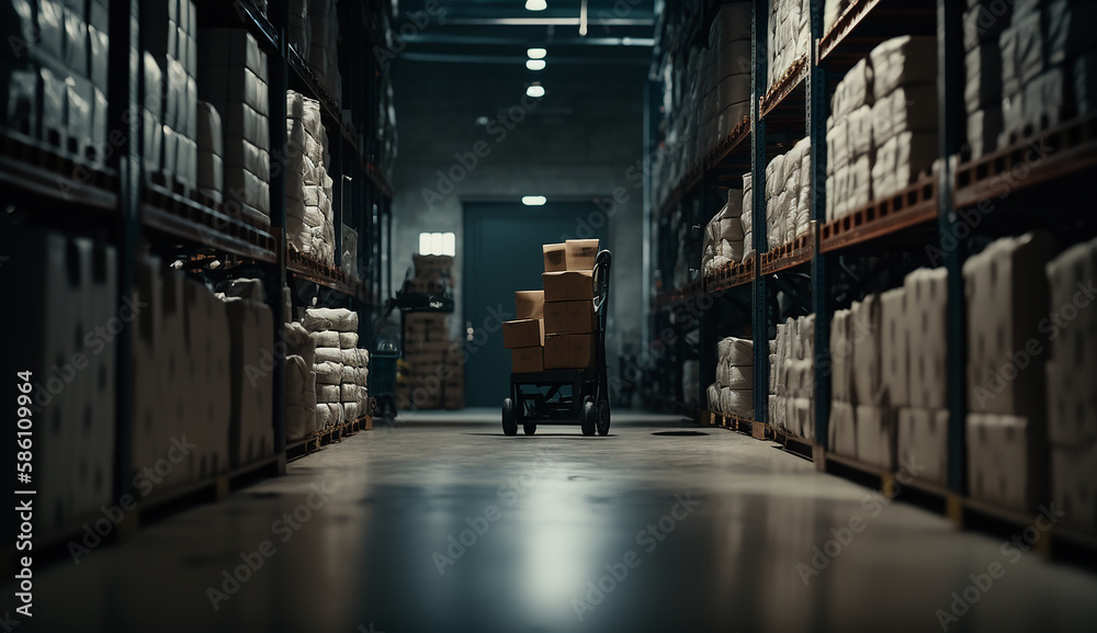 Naklejka premium Warehouse Interior, Generative AI