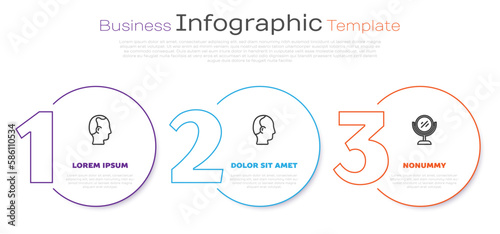 Set line Baldness, and Hand mirror. Business infographic template. Vector