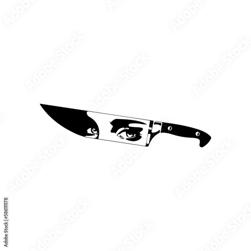 vector illustration of knife with woman's eye concept