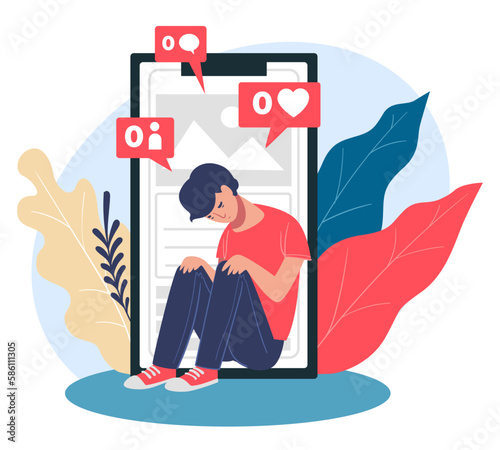 Unpopular teenager depressed from social network