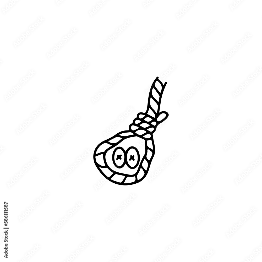 vector doodle illustration of suicide rope