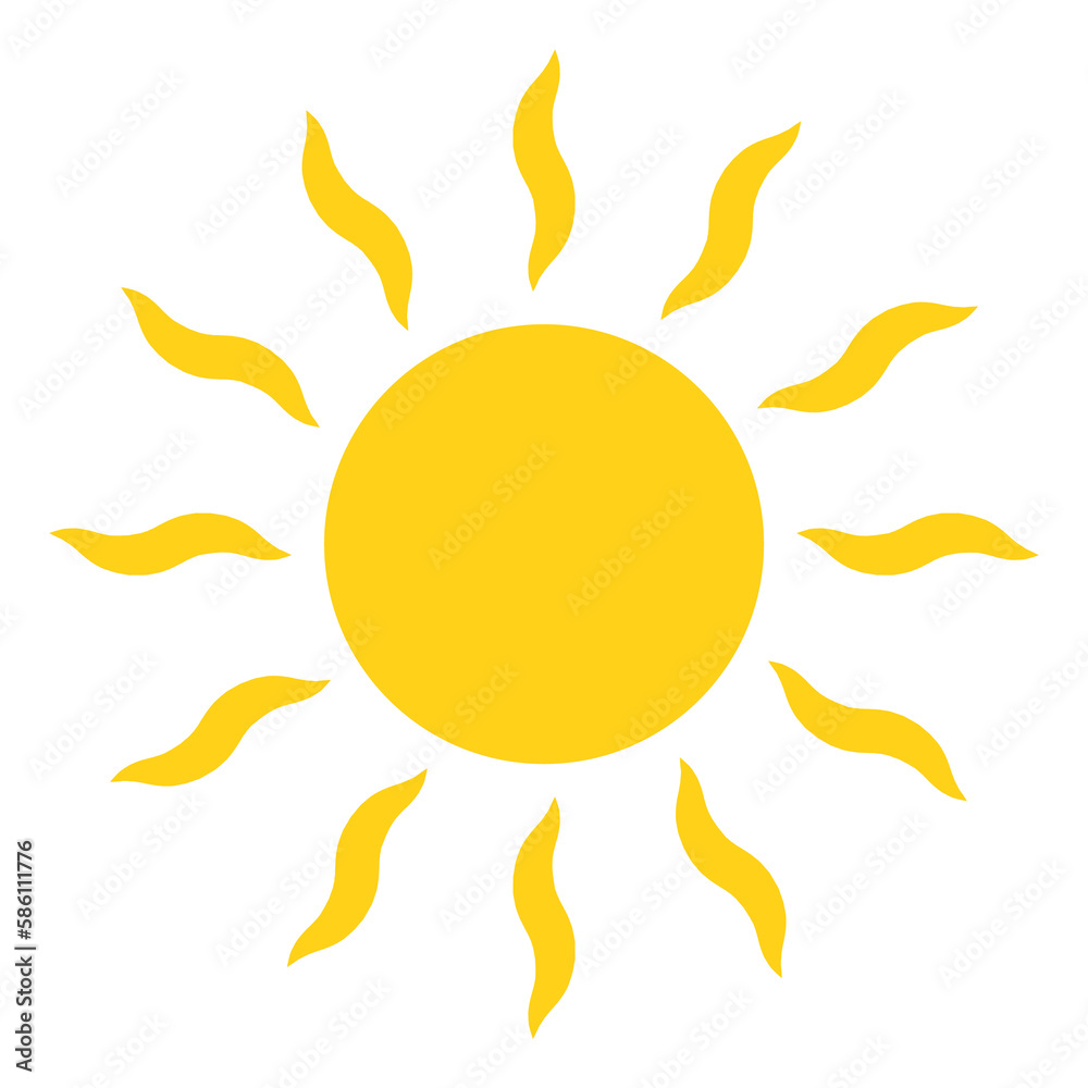 Sun icon in simple childish style. Sunlight sign. Sunshine symbol Sun icon in simple childish style. Sunlight sign. Sunshine symbol