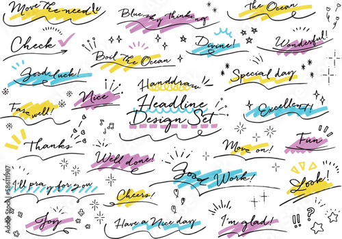 Handdraw headline design set 手書きの見出しデザインセット