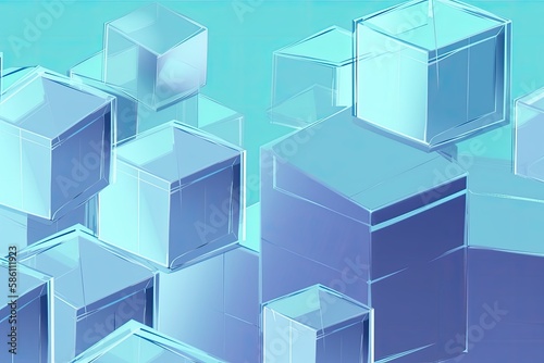 Abstract blue cubes