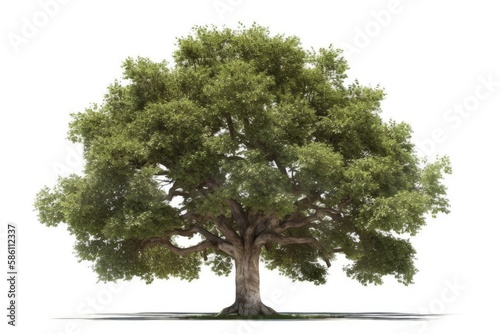 lush green tree isolated on a white background created with Generative AI technology