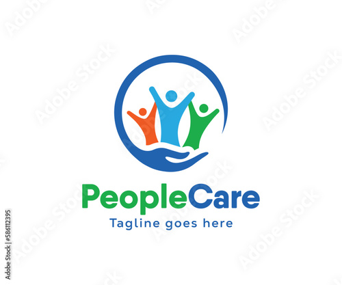 People care logo design. Healthcare logo design template. Insurance logo design template