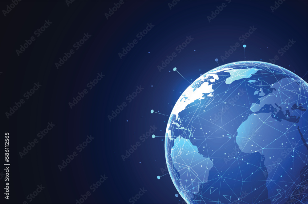 Fototapeta premium Global network connection. World map point and line composition concept of global business. Vector Illustration