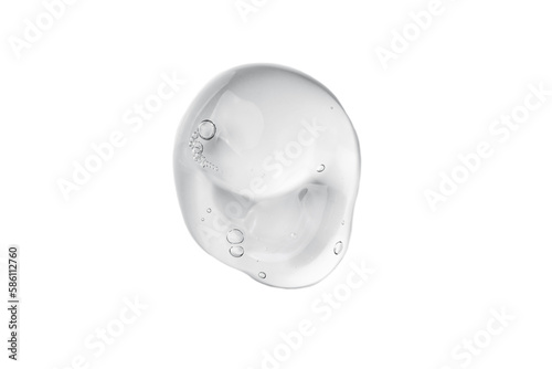 Serum gel swatch isolated on white background. Cosmetic transparent gel serum texture. photo