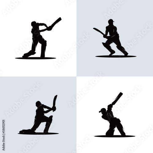 Collection of cricket player logo design