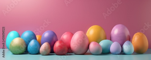 Vibrant Easter Eggs Arrangement on a Neutral Background: A Timeless Holiday Tradition