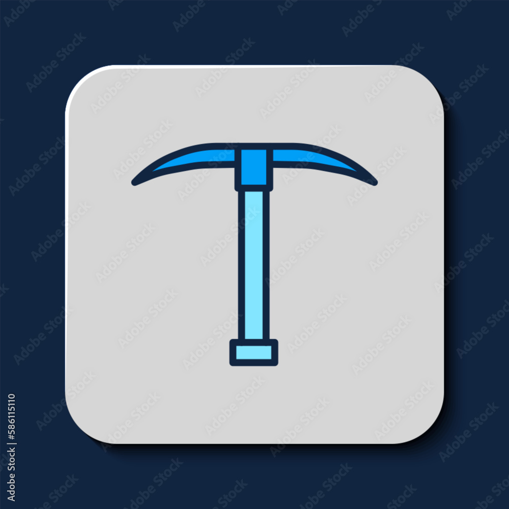 Filled outline Pickaxe icon isolated on blue background. Vector Filled outline Pickaxe icon isolated on blue background. Vector