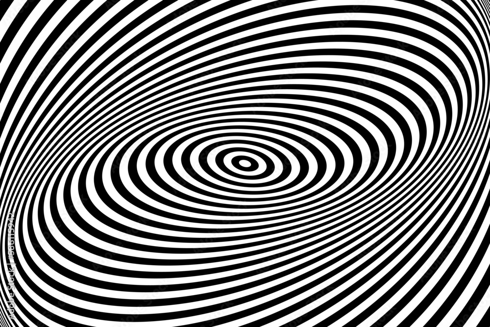 Fototapeta premium Twisting Whirl Motion and 3D Illusion in Abstract Op Art Striped Lines Pattern.