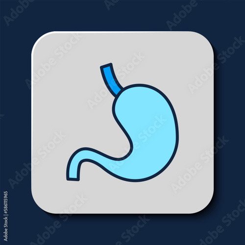 Filled outline Human stomach icon isolated on blue background. Vector