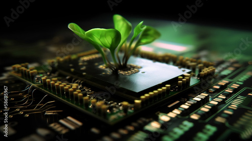 Agricultural technologies for growing plants and scientific research concept created with generative Ai technology. Generative AI.