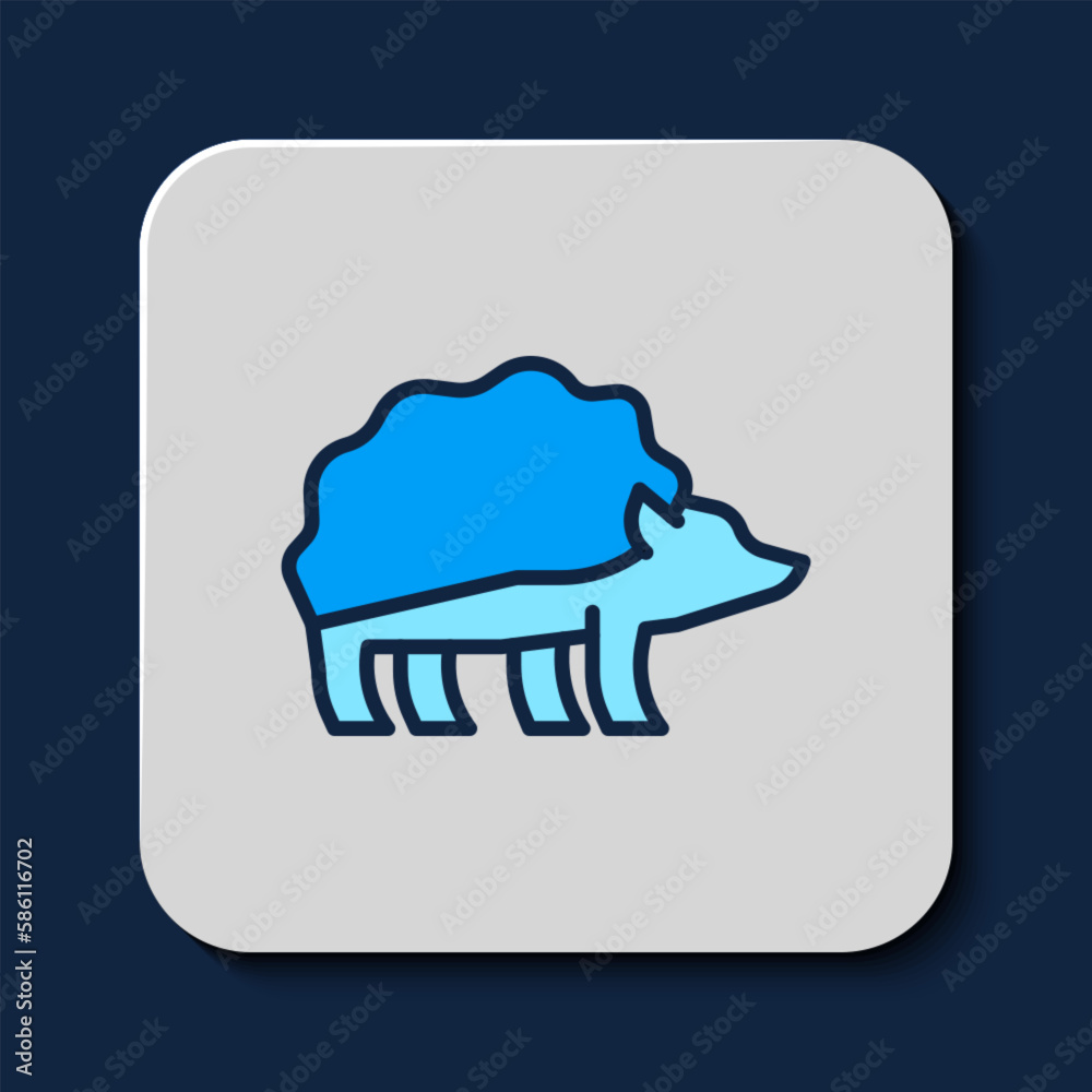 Filled outline Hedgehog icon isolated on blue background. Animal symbol. Vector Filled outline Hedgehog icon isolated on blue background. Animal symbol. Vector