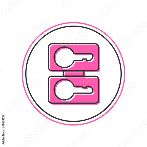 Filled outline Metal mold plates for casting keys icon isolated on white background. Set for mass production and forgery of the keys. Vector