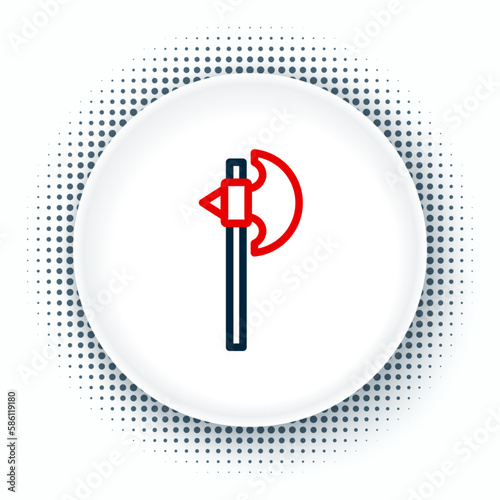 Line Medieval axe icon isolated on white background. Battle axe, executioner axe. Medieval weapon. Colorful outline concept. Vector