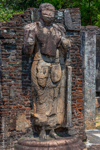 Statues at Hatadage at the quadrangle of Polonnaruwa ruins, Sri Lanka photo