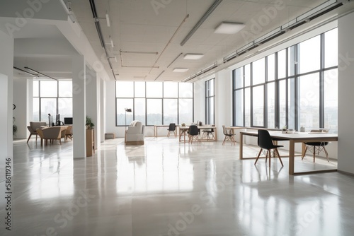 Dynamic Modern Office Space with Windows and Vibrant Atmosphere"