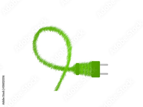green electrical outlet on white background - 3d rendering