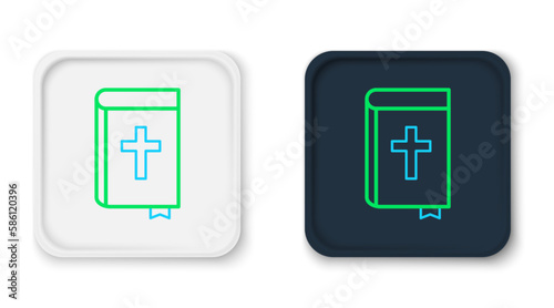 Line Holy bible book icon isolated on white background. Colorful outline concept. Vector