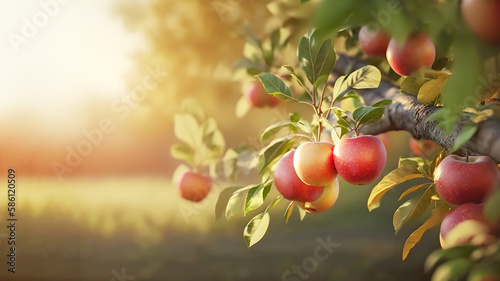 Photo Fruit farm with apple trees