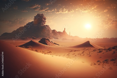 A desert landscape with towering sand dunes Generative AI 4