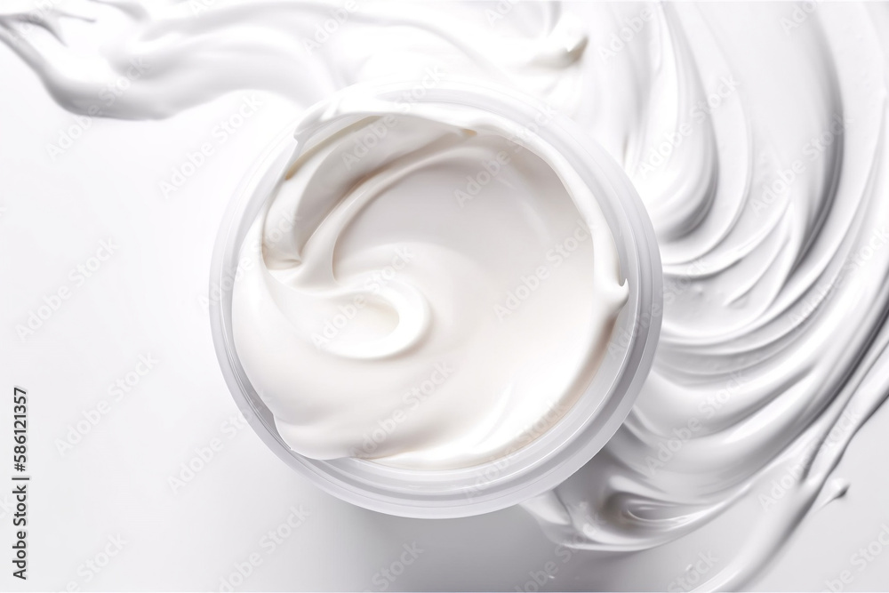 Beauty cosmetic cream product on white background top view. Generative AI Beauty cosmetic cream product on white background top view. Generative AI