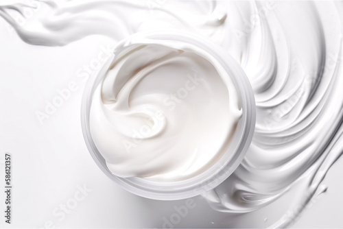 Beauty cosmetic cream product on white background top view. Generative AI