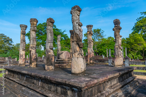 Nissamka Lata Mandapa ruin at the quadrangle of Polonnaruwa ruins, Sri Lanka