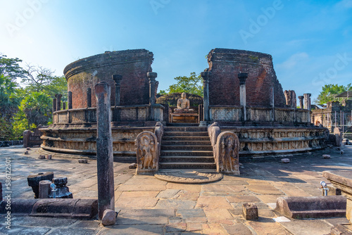 Ruins of vatadage at the quadrangle of Polonnaruwa ruins, Sri Lanka photo