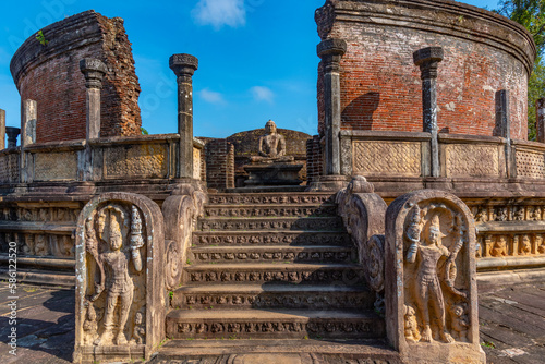 Ruins of vatadage at the quadrangle of Polonnaruwa ruins, Sri Lanka photo