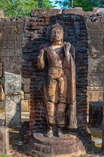 Statues at Hatadage at the quadrangle of Polonnaruwa ruins, Sri Lanka photo