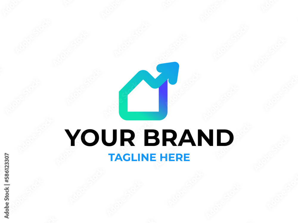 Home Investment logo, Real estate with arrow value vector logo. Home with Upgrade symbol - realty icons Home Investment logo, Real estate with arrow value vector logo. Home with Upgrade symbol - realty icons