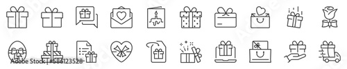 Gifts and presents thin line icon set. Symbol collection in transparent background. Editable vector stroke. 512x512 Pixel Perfect.
