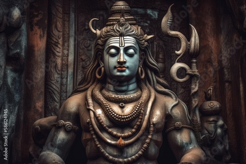 Hindu deity statue inside a temple created with Generative AI technology © AkuAku