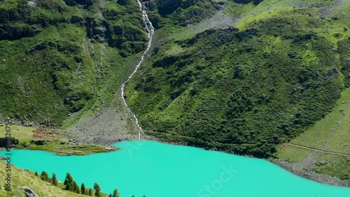 Switzerland aerial view of Cleuson swiss dam in the mountain alps  photo