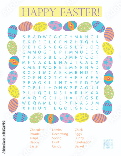 Easter Word Search Puzzle for Kids, Teens, Adults and Seniors with Answer Key