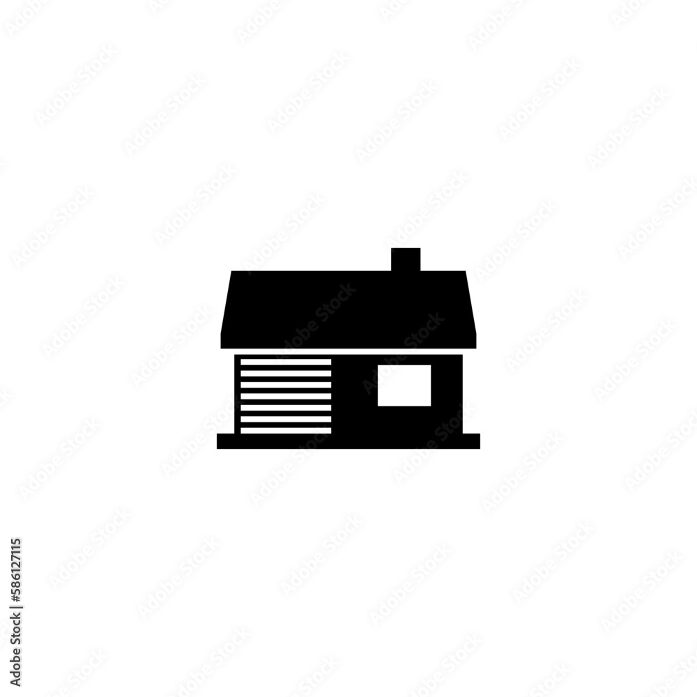 House with car garage icon isolated on white background House with car garage icon isolated on white background