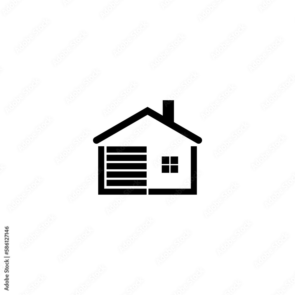 House with car garage icon isolated on white background House with car garage icon isolated on white background